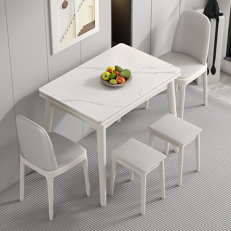 岩板餐桌小户型家用伸缩奶油风实木餐桌椅现代桌子,住宅家具,岩板餐桌,淘宝优惠券,粉丝福利购,淘宝优惠卷