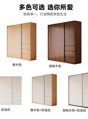 定制NF级一柜到顶实木家用卧室小户型柜子出租房推拉门衣橱