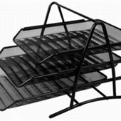 铁丝网三层文件盘文件座文件架资料盘办公用品铁丝网 文件栏