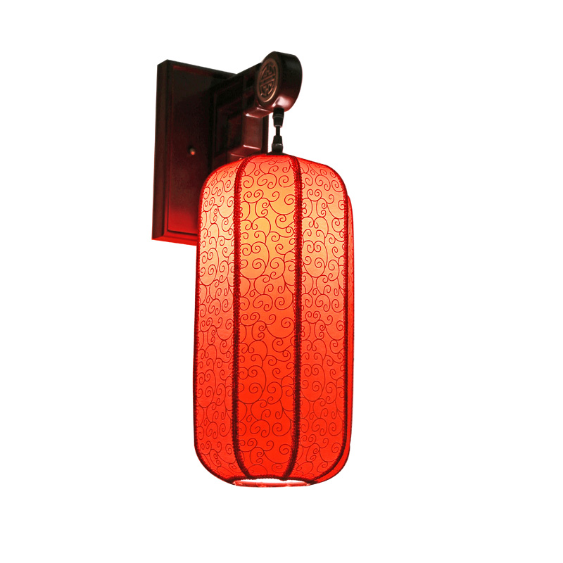 中式壁灯客厅卧室床头餐厅饭店仿古走廊红色灯笼壁灯陶瓷工程灯