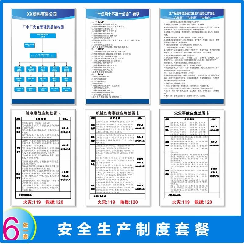 安全生产管理规章制度危化品周知卡警示标识标牌企业员工守则定制