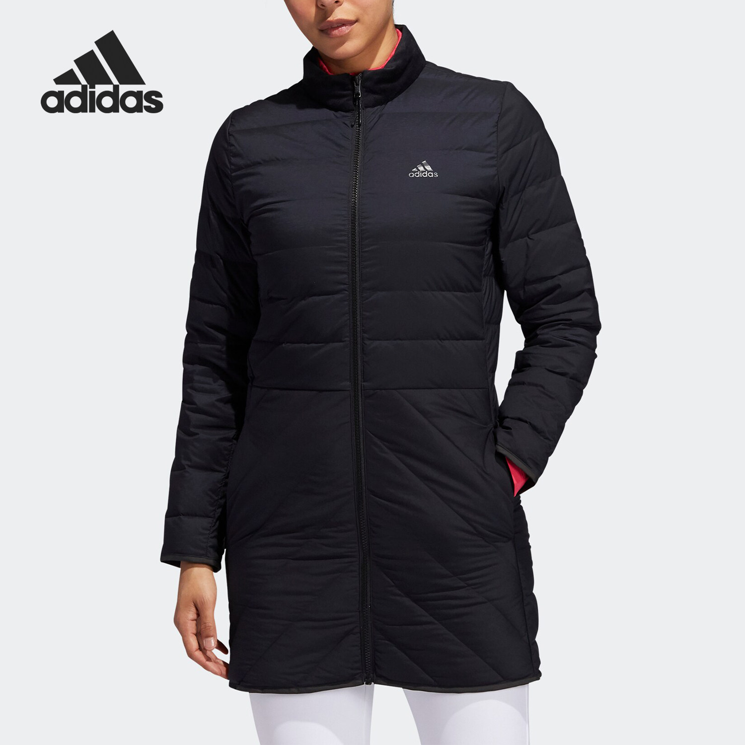 Adidas/阿迪达斯官方正品2025女士高尔夫运动中长款羽绒服FS6483