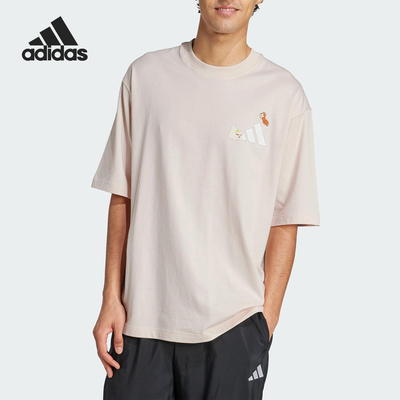 Adidas/阿迪达斯正品2025夏季款男士宽松针织休闲短袖JZ3262