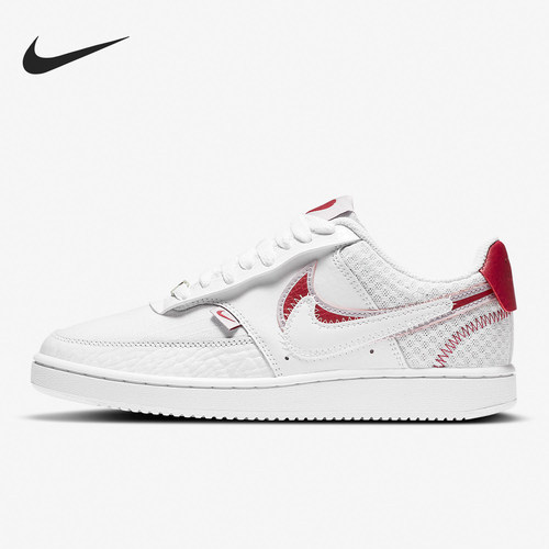 Nike/耐克正品CourtVision1双钩新款女白红色板鞋CI7827-100