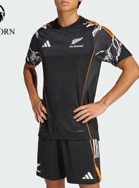Adidas/阿迪达斯正品新款男黑橙色训练健身经典舒爽短袖T恤JV9966
