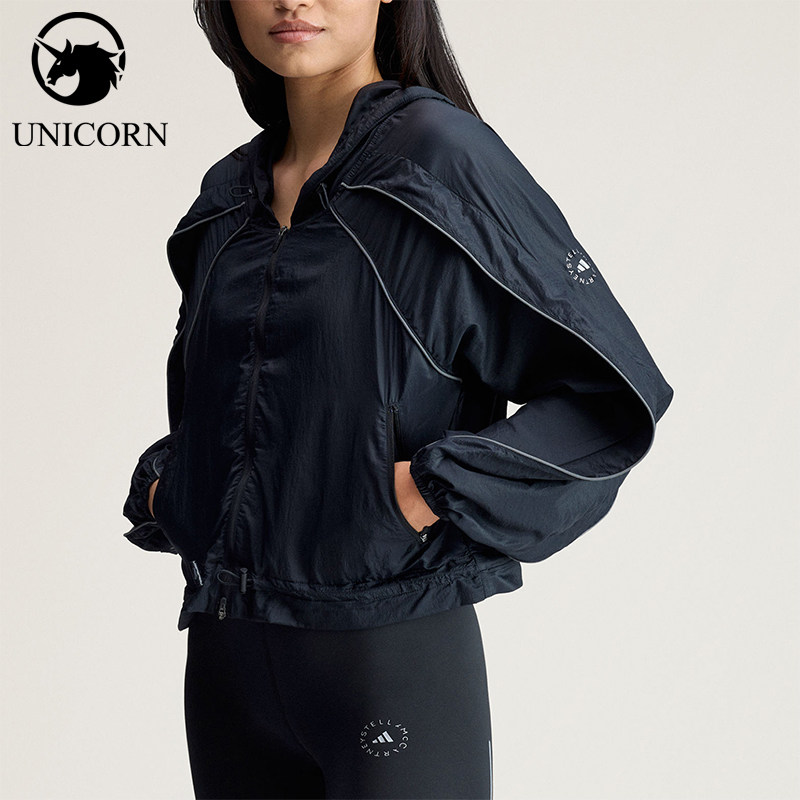 Adidas/阿迪达斯正品新款女士条纹连帽拉链经典长袖外套KA9517