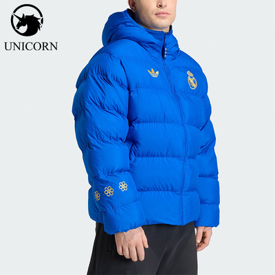 Adidas/阿迪达斯官方正品冬季三叶草男士保暖拉链足球棉服JZ2238