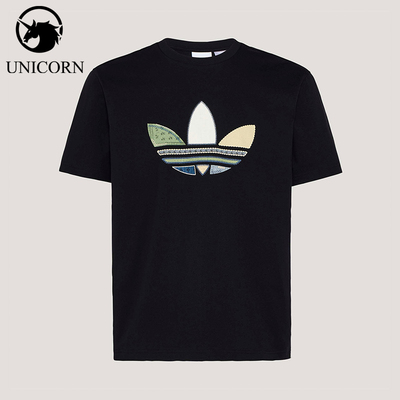 Adidas/阿迪达斯正品三叶草男士松弛感宽松经典日常印花T恤KW5671