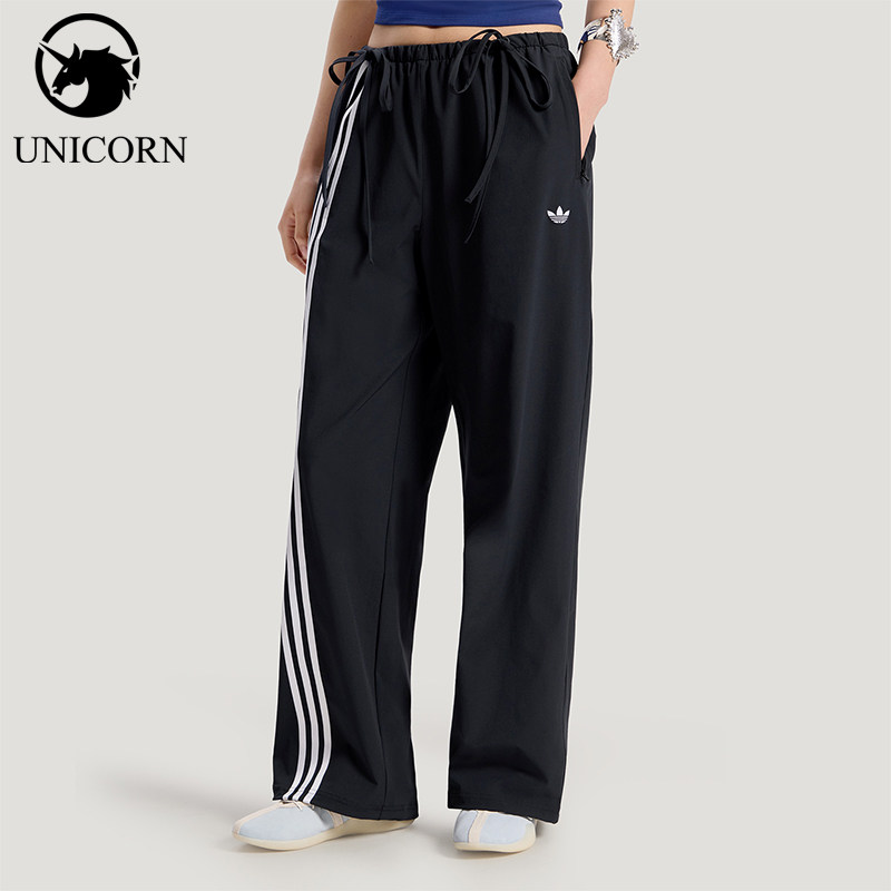 Adidas/阿迪达斯官方正品三叶草女士休闲缎带宽松时尚长裤KY5688 - 实物图