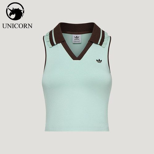 Adidas/阿迪达斯正品三叶草女士时尚针织无袖运动T恤KX6896