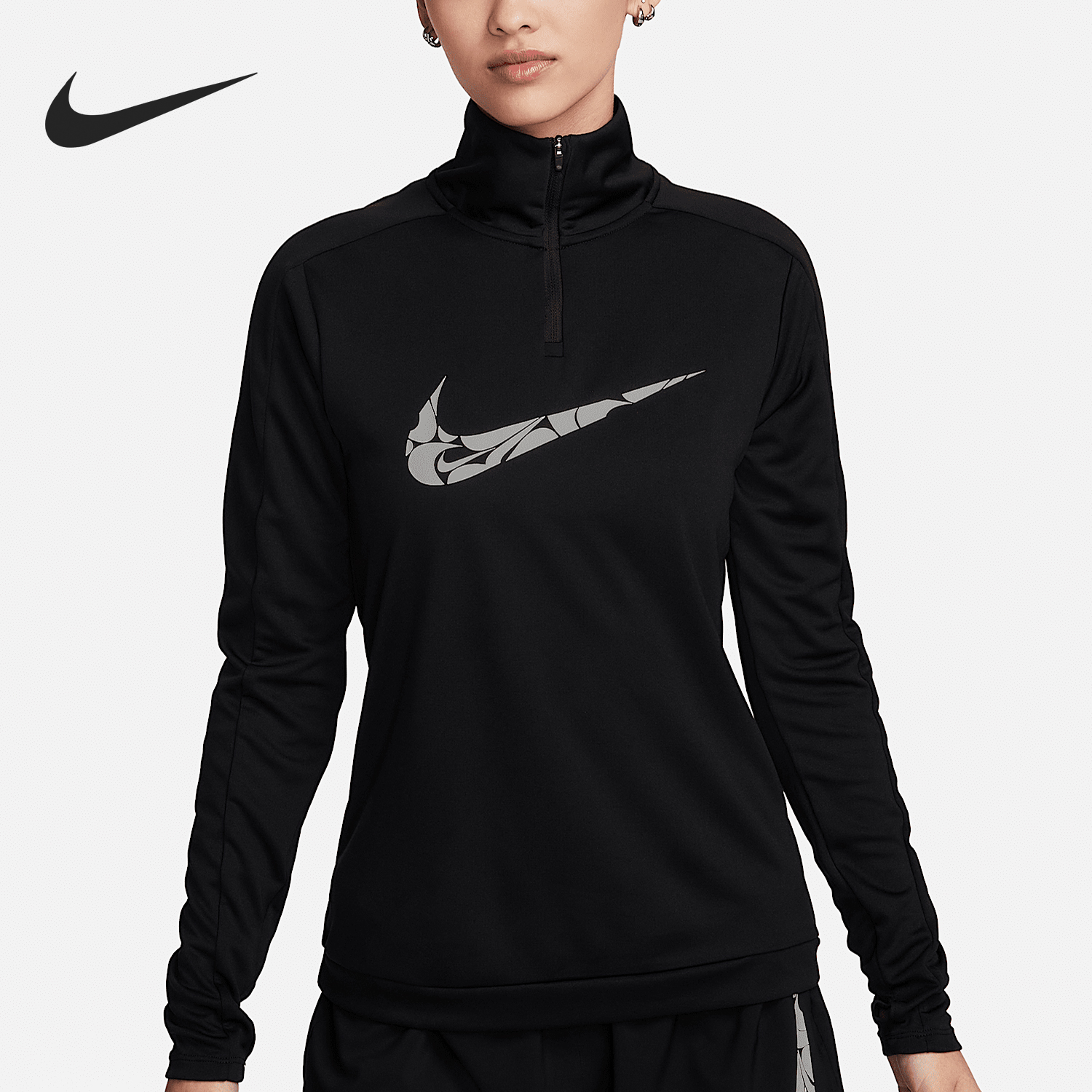 Nike/耐克正品Dri-FIT女士运动训练半拉链跑步T恤FN2637-010