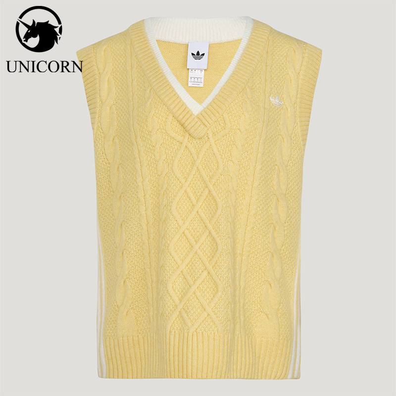 Adidas/阿迪达斯正品三叶草女士宽松经典休闲针织马甲背心KU8909