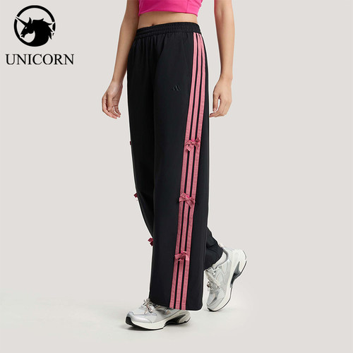 Adidas/阿迪达斯官方正品2026春季款女士直筒梭织运动长裤KR7598