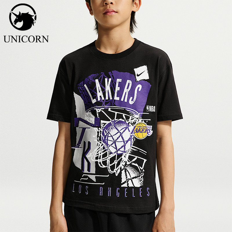 Nike/耐克正品Courtside  NBA 大童复古风经典短袖T恤IV0470-010