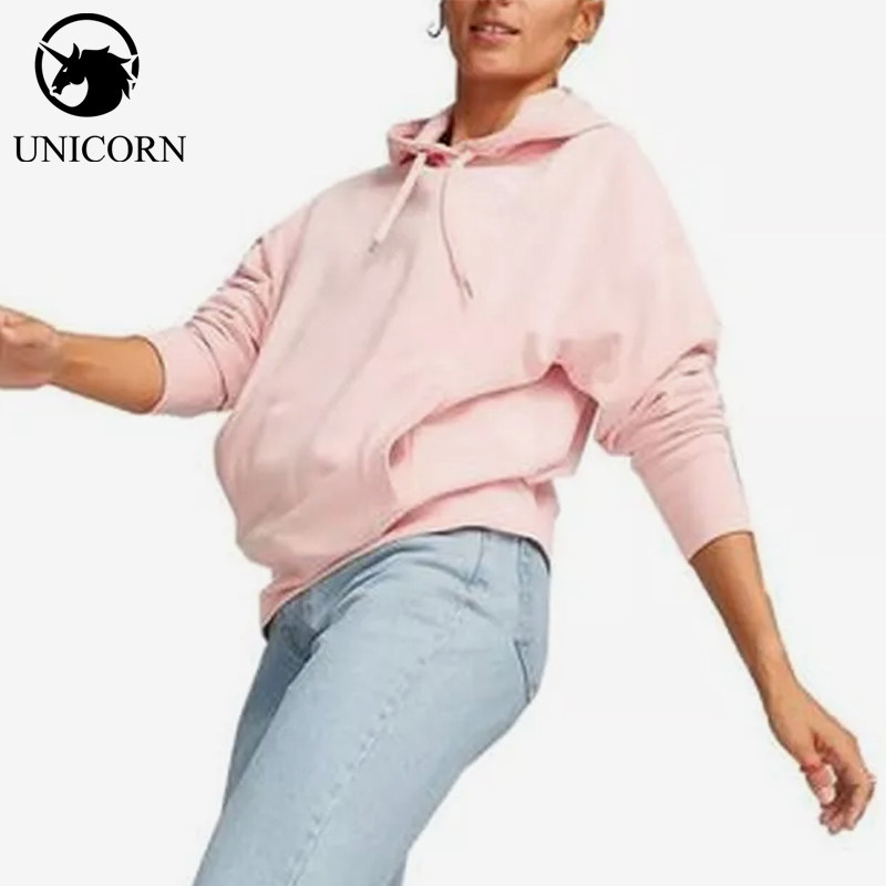 Puma/彪马正品连帽女粉色柔软保暖长袖针织经典休闲卫衣673110-66