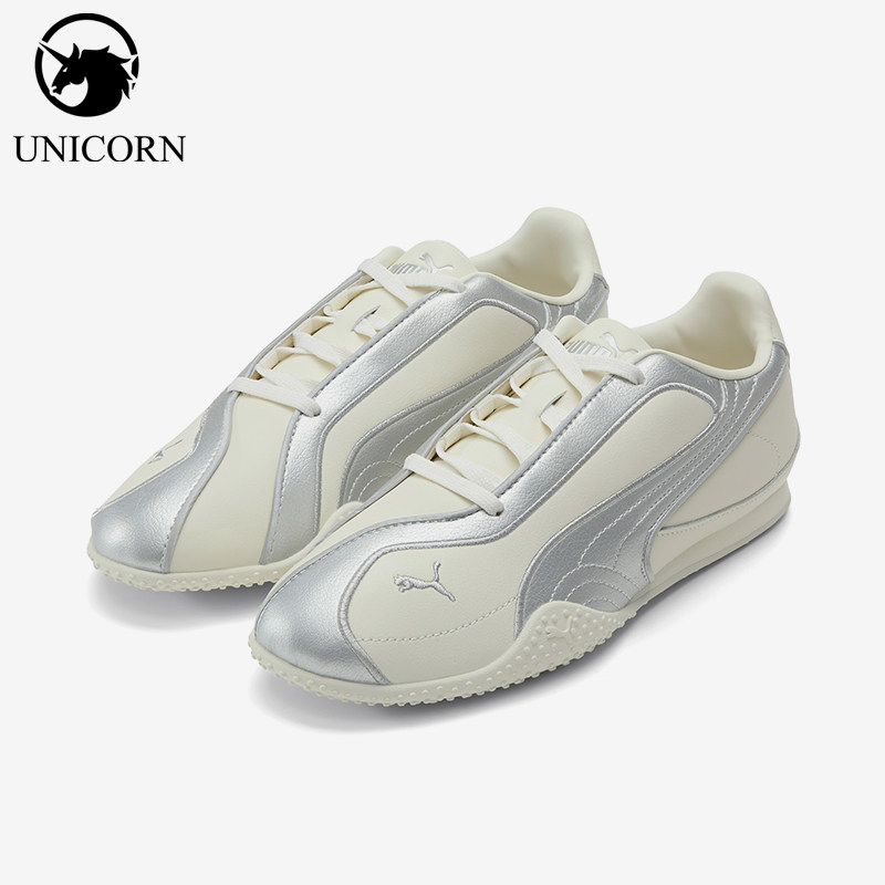 Puma/彪马正品BellaV2头层牛皮女银光白复古经典运动鞋404043-02