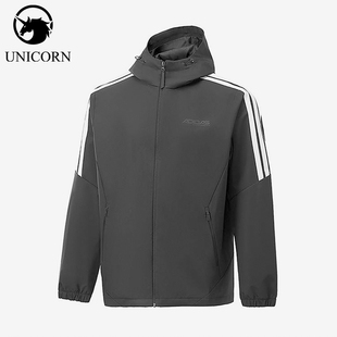 Adidas/阿迪达斯正品新款男深灰白色运动经典休闲连帽夹克KQ7851