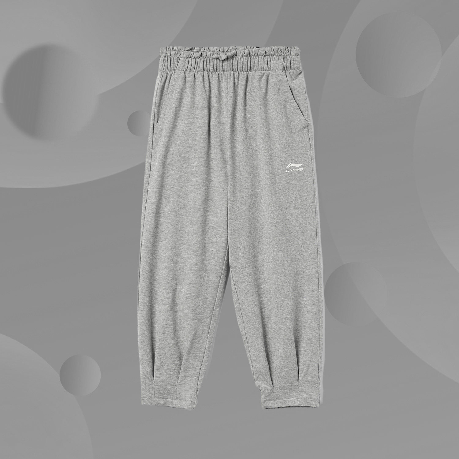 李宁童装卫裤女小童新款运动生活宽松夏束脚运动长裤YKLR372