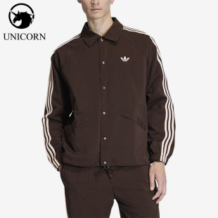 Adidas/阿迪达斯正品三叶草新款男棕色宽松经典夹克外套KE3595
