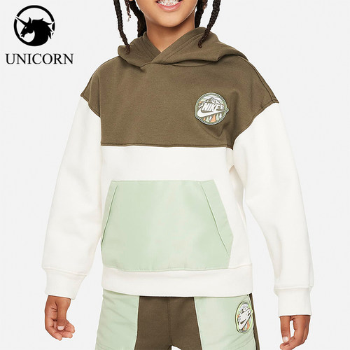 Nike/耐克正品2025秋季款小童休闲连帽拼接套头卫衣FZ1686-110