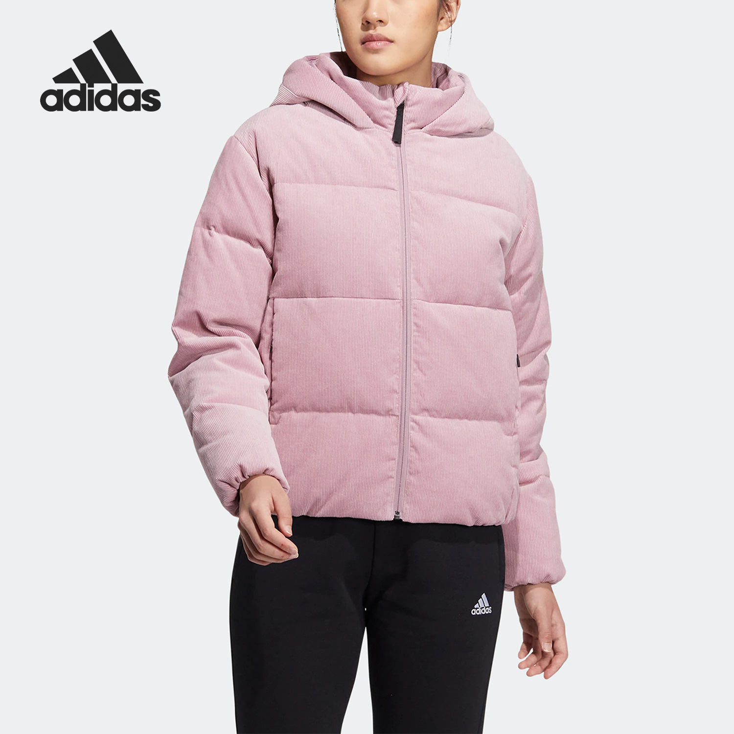 Adidas/阿迪达斯正品冬季新款女子灯芯绒保暖羽绒服HN2113