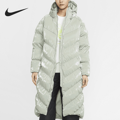 Nike/耐克正品WINDPUFFER女士连帽长款亮面棉服FV7828-370