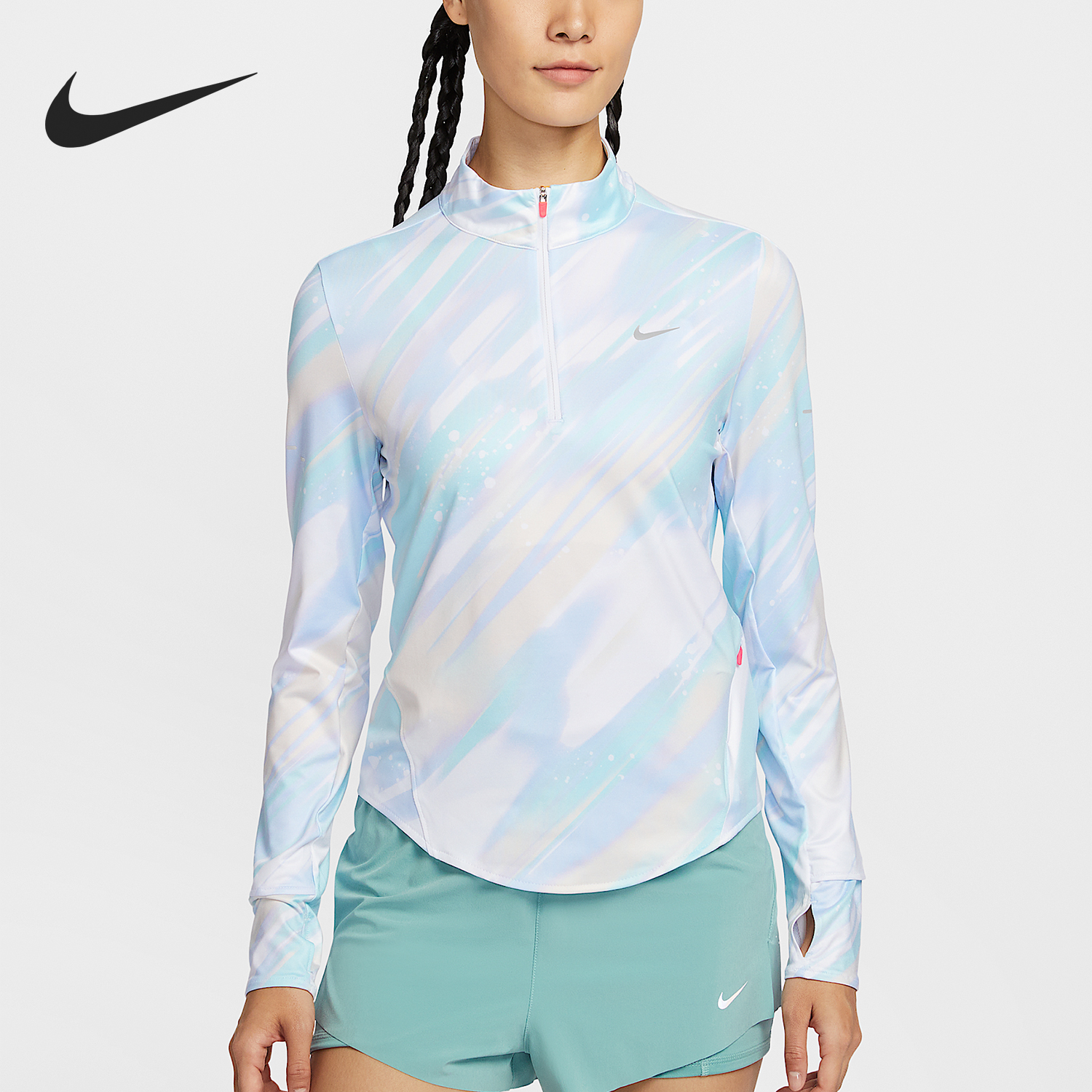 Nike/耐克正品Swift Dri-FIT女士运动跑步印花防晒上衣IO0253-547