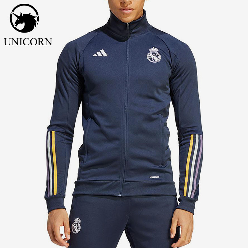 Adidas/阿迪达斯正品字母立领拉链长袖经典男蓝色运动套装IB0866