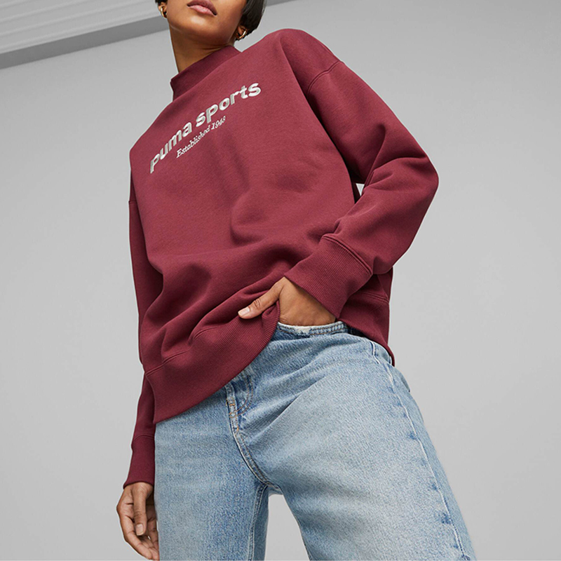 Puma/彪马正品TEAM Crew FL女士加绒保暖运动刺绣卫衣625305-22