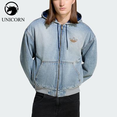 Adidas/阿迪达斯正品三叶草男士休闲保暖牛仔宽松运动棉服KE0131