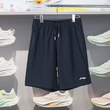 李宁正品健身系列男子简约百搭速干透气梭织运动短裤AKSU469-16