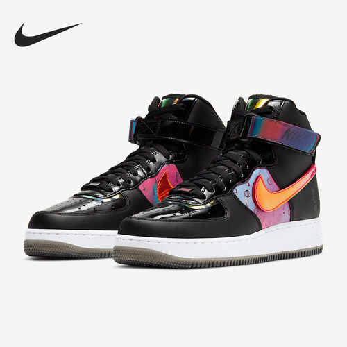 Nike/耐克正品 Air Force 1 AF1黑镭射 炫彩 高帮空板鞋 DC0831
