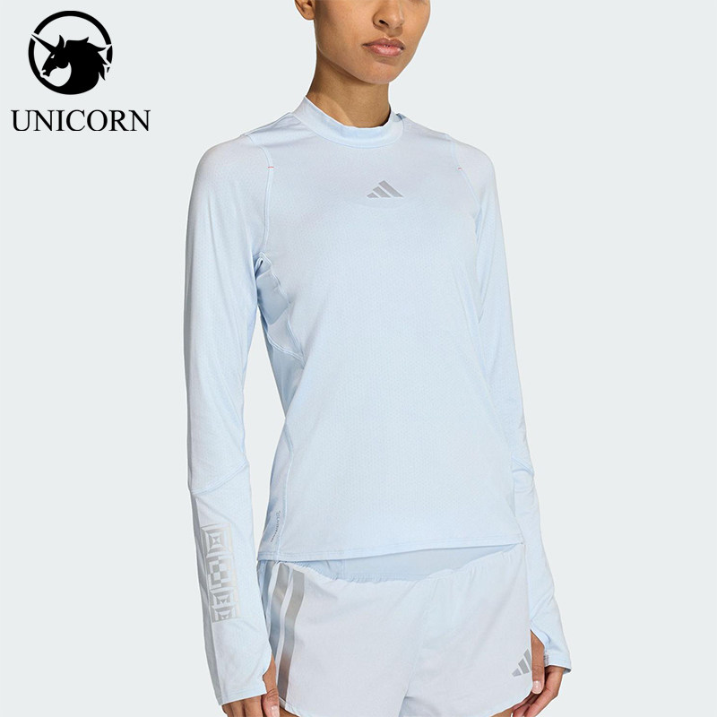 Adidas/阿迪达斯正品2025女士训练跑步运动修身圆领长袖T恤KB1514