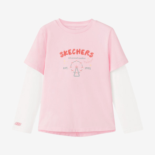 Skechers斯凯奇正品儿童运动休闲舒适百搭长袖T恤L325G025-005N