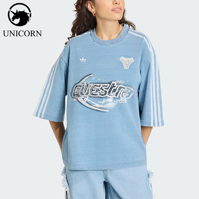 Adidas/阿迪达斯官方正品ADILENIUMDENIMT-SHIRT女短袖T恤KZ5011