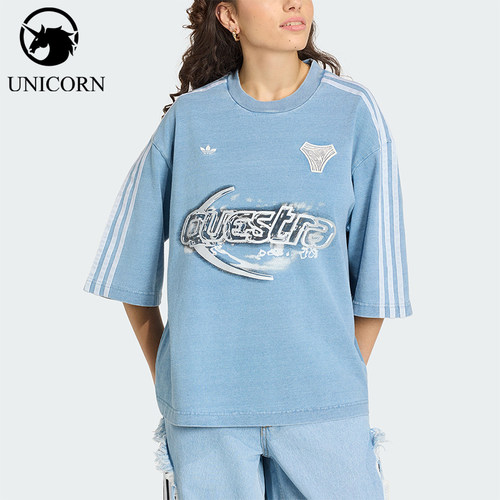 Adidas/阿迪达斯官方正品ADILENIUMDENIMT-SHIRT女短袖T恤KZ5011