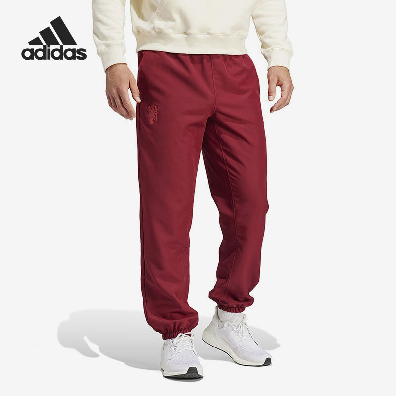 Adidas/阿迪达斯官方正品曼联足球休闲文化男士梭织运动裤IT9047