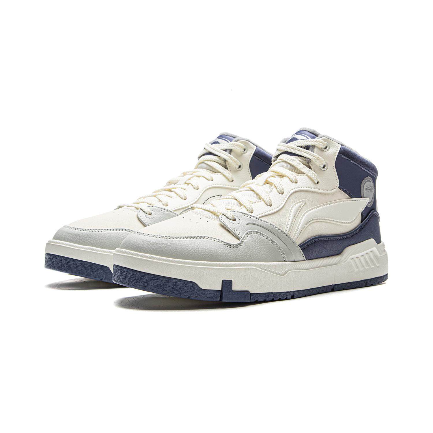 李宁正品COMMON 80s MID男子防滑耐磨加绒保暖运动板鞋AGCV407