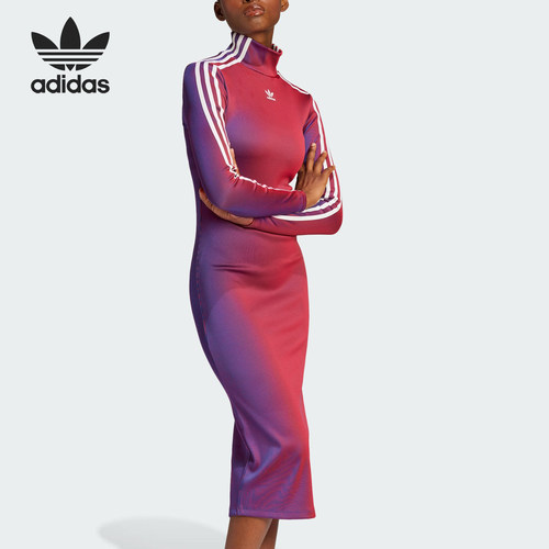 Adidas/阿迪达斯正品三叶草女士修身时尚潮流连衣裙JW9745