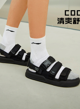 Lining/李宁正品男子舒适透气魔术贴休闲运动沙滩鞋凉鞋AGUS003