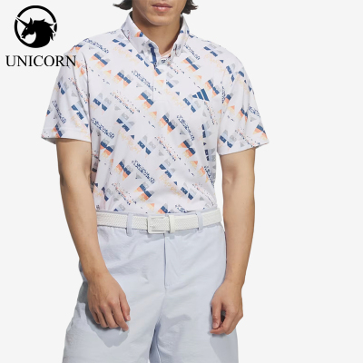 Adidas/阿迪达斯官方正品男针织吸湿排汗印花高尔夫球服JZ4363