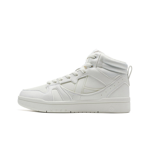 特步正品新款女子舒适潮流防滑保暖耐磨高帮运动板鞋876318370001