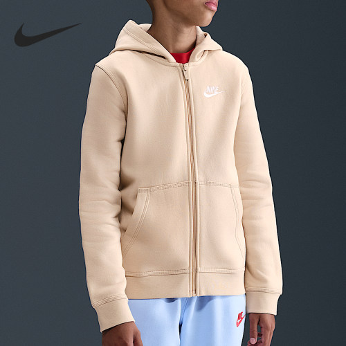 Nike耐克正品Club Older Kids小童全拉链开衫连帽卫衣BV3699-126