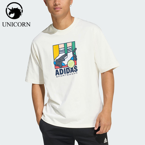 Adidas/阿迪达斯官方正品2026年夏季 男士卡通运动短袖T恤KE4341