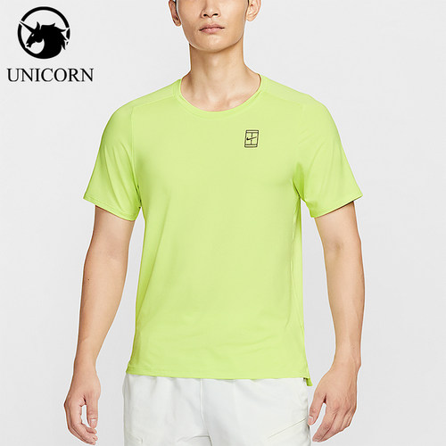 Nike/耐克正品Dri-FIT男士透气网球修身圆领运动短袖FZ6911-736