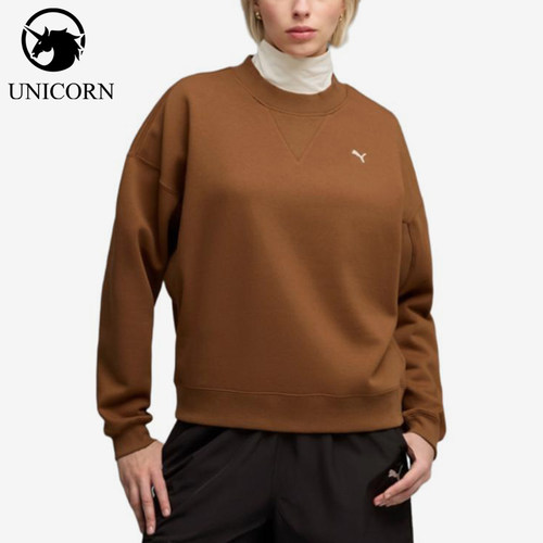 Puma/彪马正品ESSENTIALS女棕色圆领加绒宽松卫衣634735-07