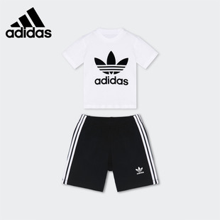 阿迪达斯正品 男婴童休闲运动套装 SHORT SET FI8318 TEE Adidas