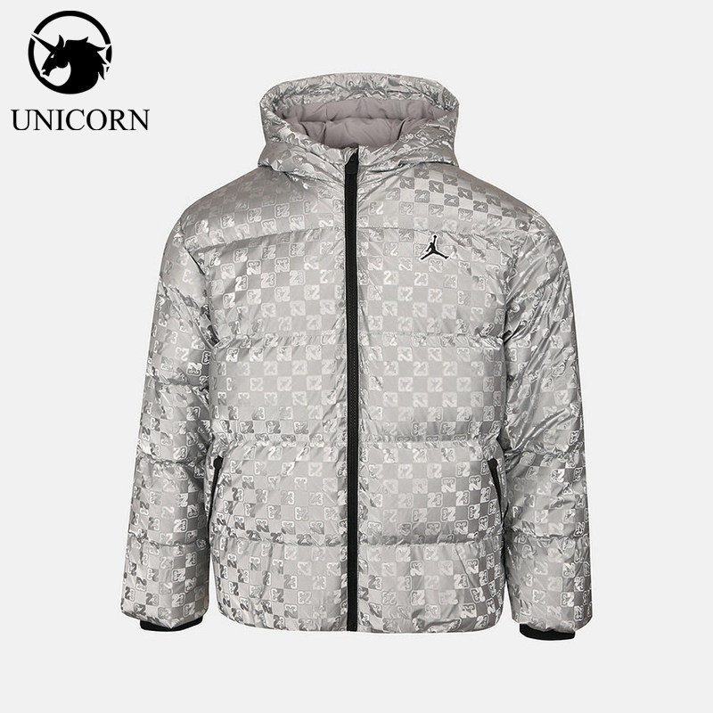 Nike/耐克正品JORDAN新款男女银灰色休闲短羽绒服IO6195-095