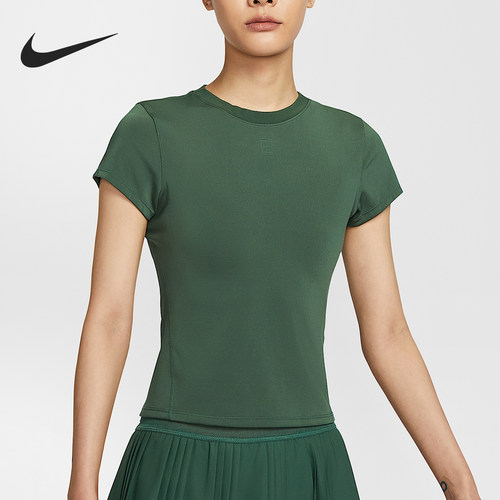 Nike/耐克正品Dri-FIT女士修身针织网球运动短袖HQ2995-323