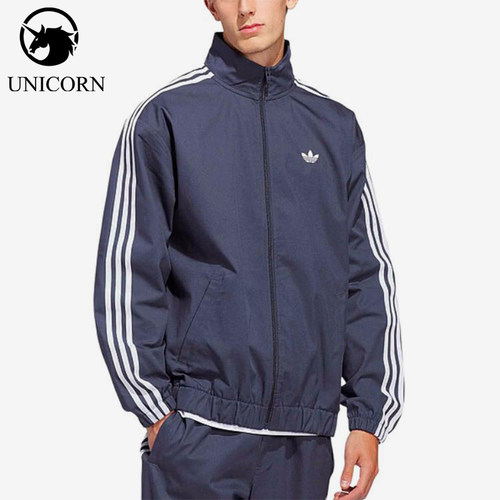 Adidas/阿迪达斯官方正品三叶草男蓝色夹克条纹夹克外套KS8221